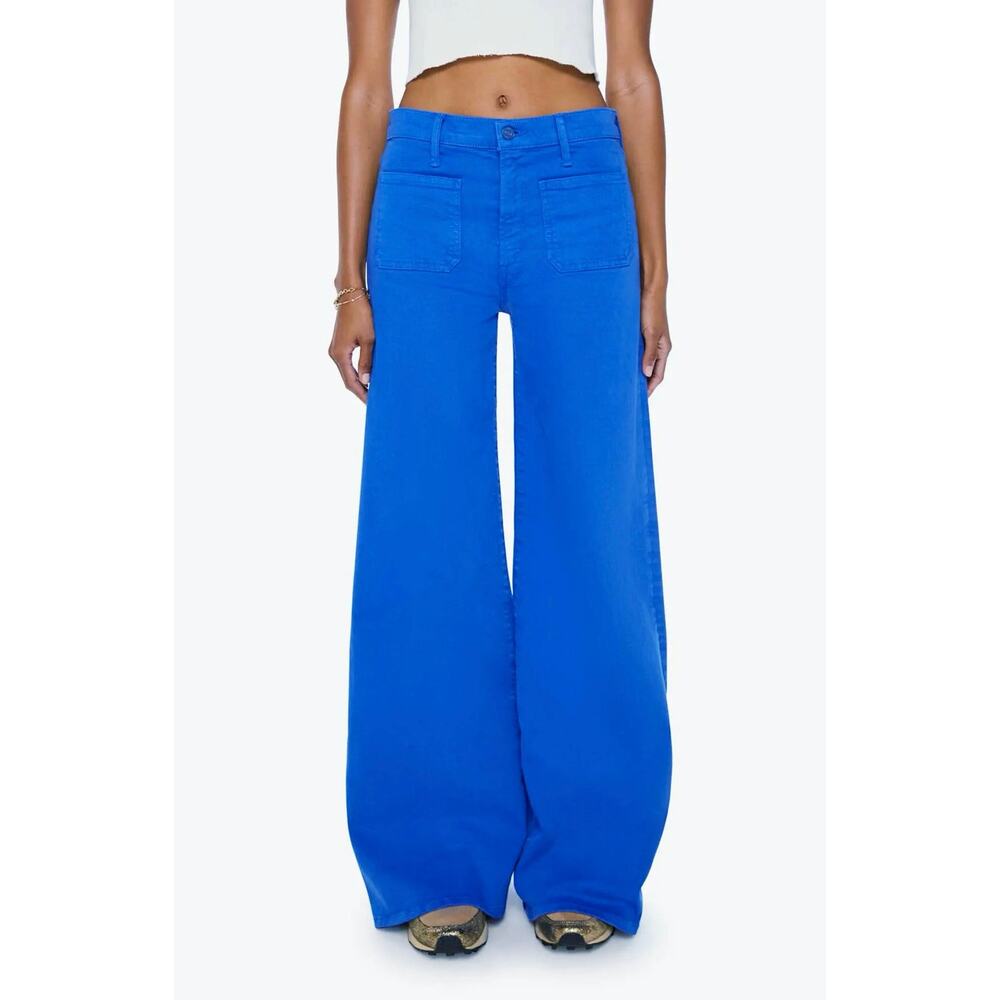 MOTHER Patch Pocket 28 Undercover Sneak Wide Leg Jeans Snorkel Blue